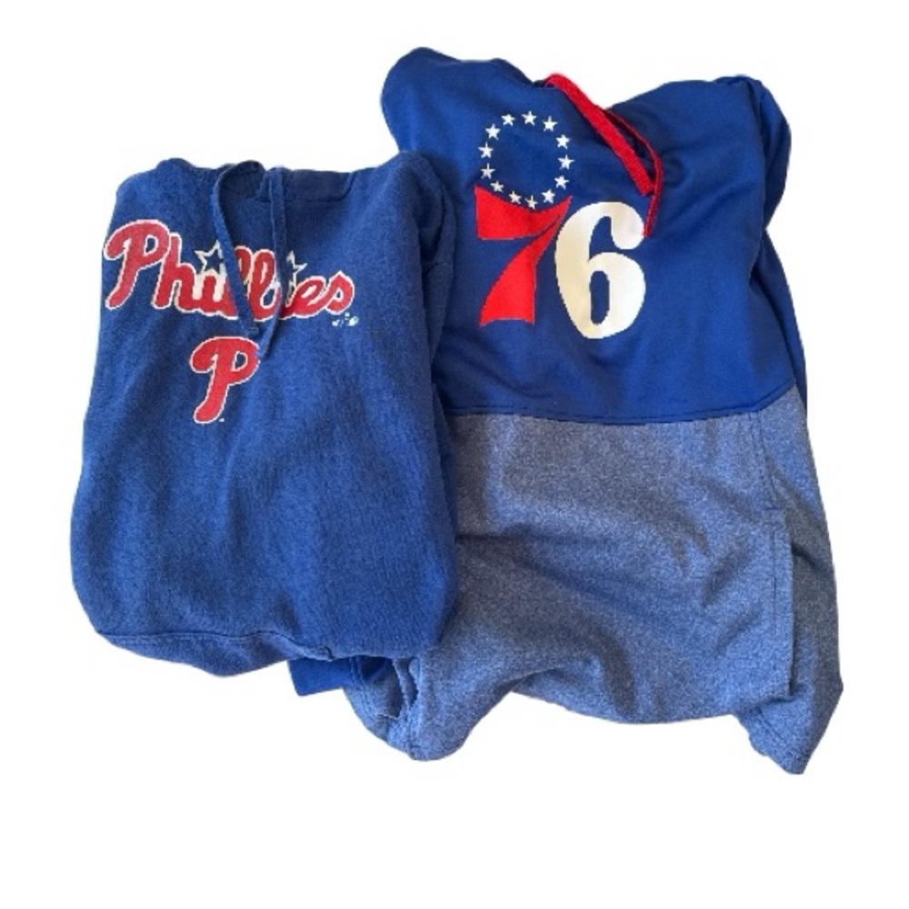 Philadelphia Phillies Blue Pullover Hoodie with 76ers Graphic Size 2XL